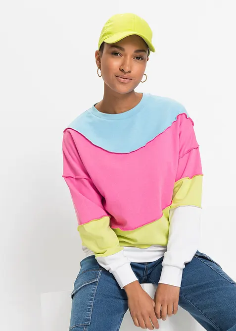 Sweat en doux coton m&eacute;lang&eacute;, bonprix