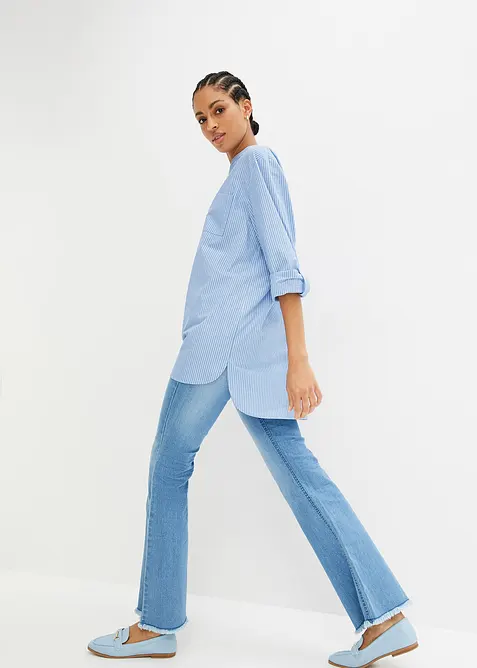 Long chemisier &agrave; manches retrouss&eacute;es, bonprix