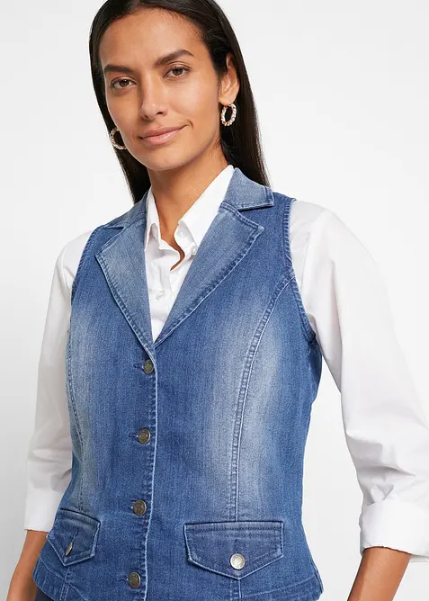 Gilet sans manches en jean extensible, bonprix