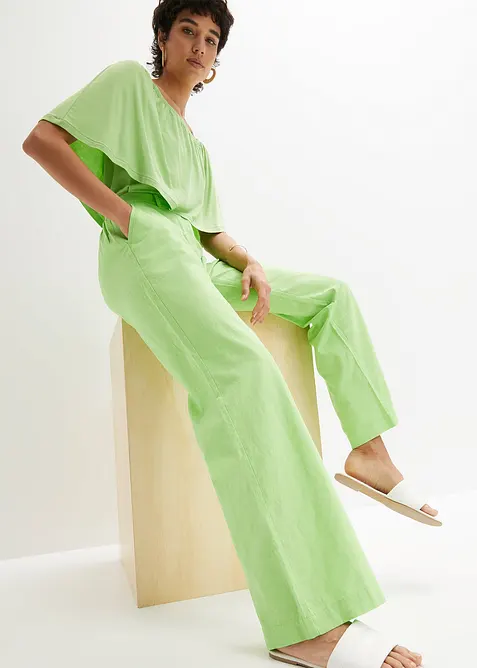 Pantalon tissé en lin et coton, bonprix