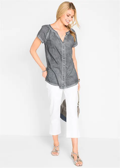 Chemisier manches courtes 100% coton, bonprix