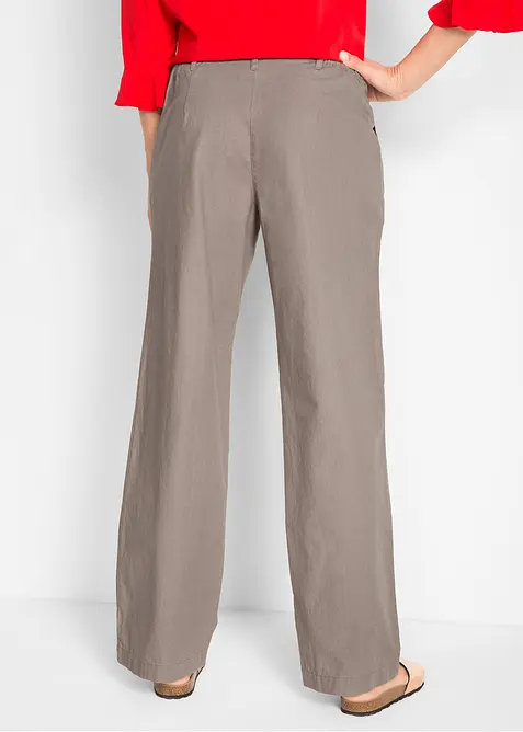 Pantalon tiss&eacute; en lin et coton, bonprix
