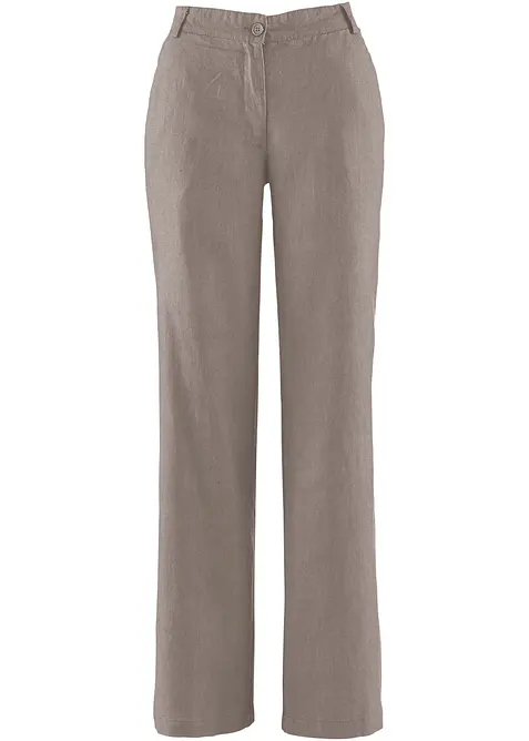 Pantalon tiss&eacute; en lin et coton, bonprix