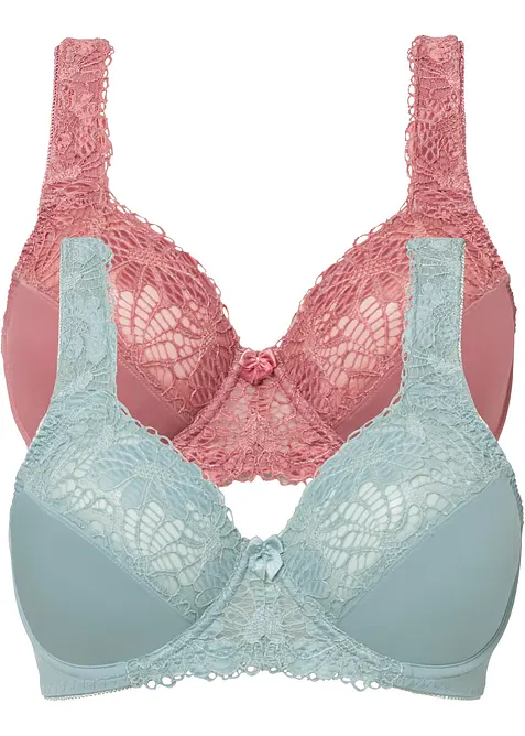 Lot de 2 soutiens-gorge minimiseurs à bretelles rembourrées, bonprix