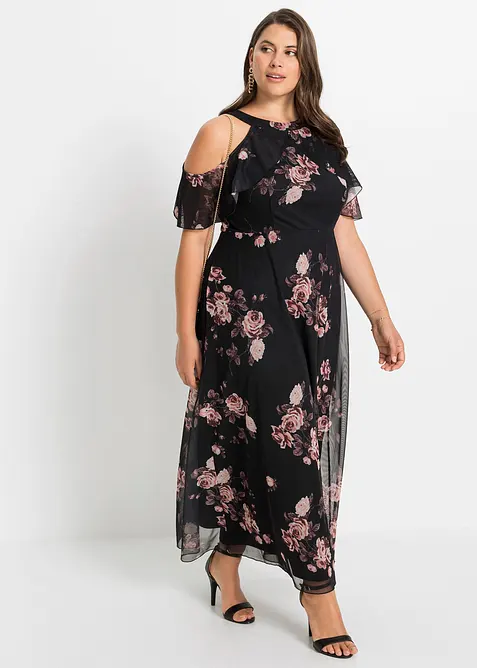 Robe longue en mesh imprimé, bonprix