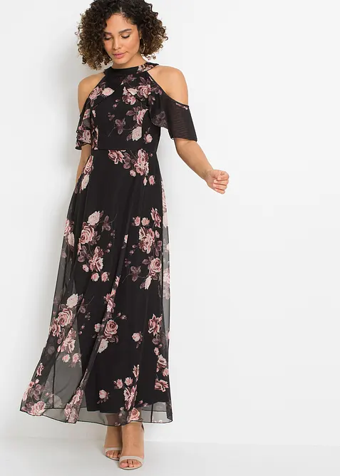 Robe longue en mesh imprimé, bonprix