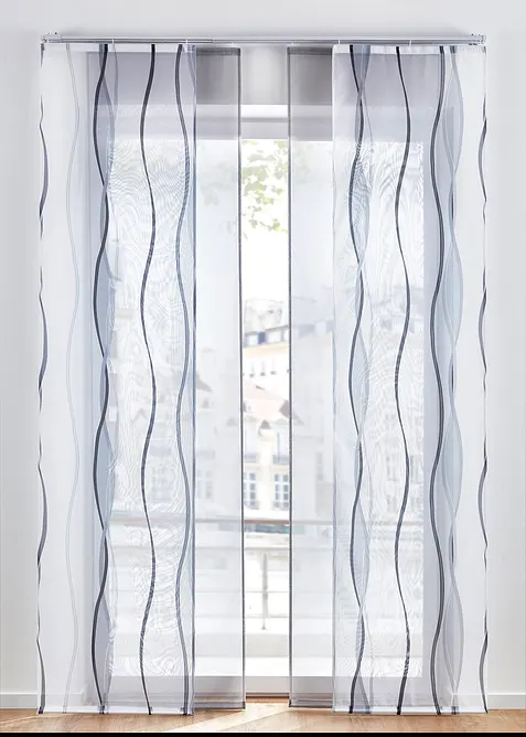 Set de 2 panneaux coulissants (uni et imprimé), bonprix