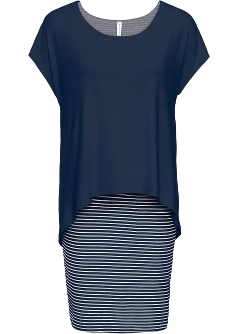 Robe en jersey avec jupe rayée, bonprix