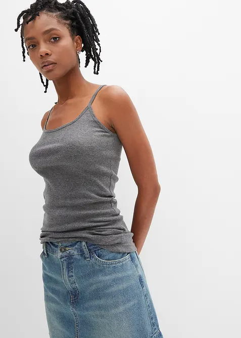 Lot de 2 tops à fines bretelles 100% coton, bonprix