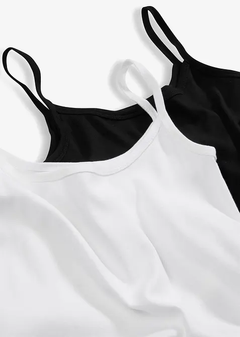 Lot de 2 tops à fines bretelles 100% coton, bonprix