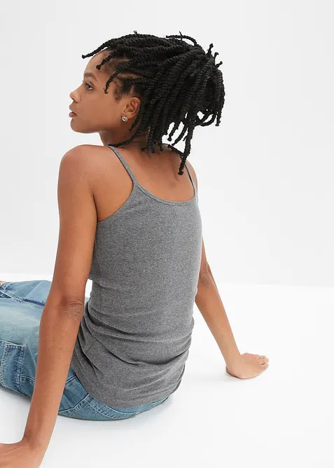 Lot de 2 tops à fines bretelles 100% coton, bonprix