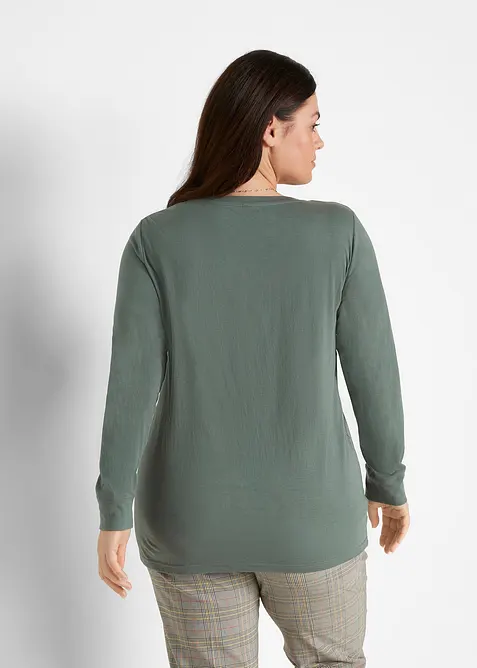 Lot de 5 T-shirts longs à col rond, manches longues, bonprix