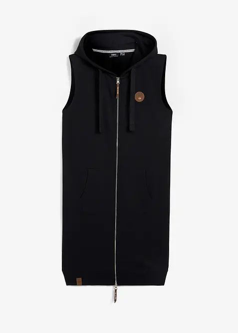 Long gilet sweat sans manches, bonprix