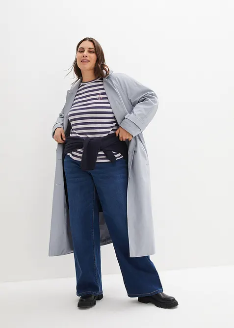 T-shirt manches longues rayé à broderies, bonprix