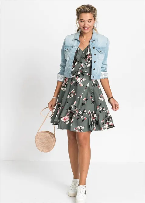 Robe à bretelles et volants, bonprix