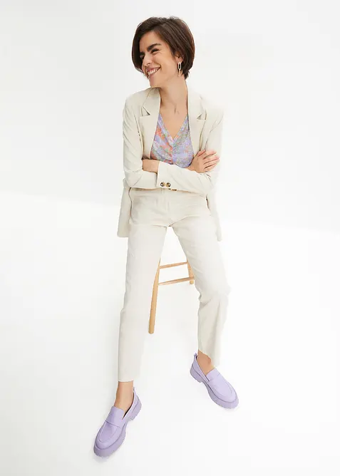 Pantalon taille haute en lin et viscose, bonprix