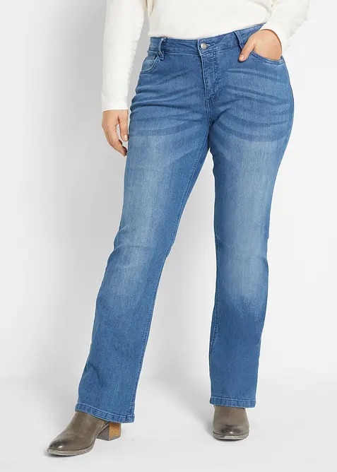 Jean bootcut taille mi-haute, extensible, bonprix