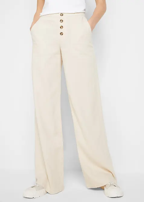 Pantalon palazzo en lin mélangé, bonprix