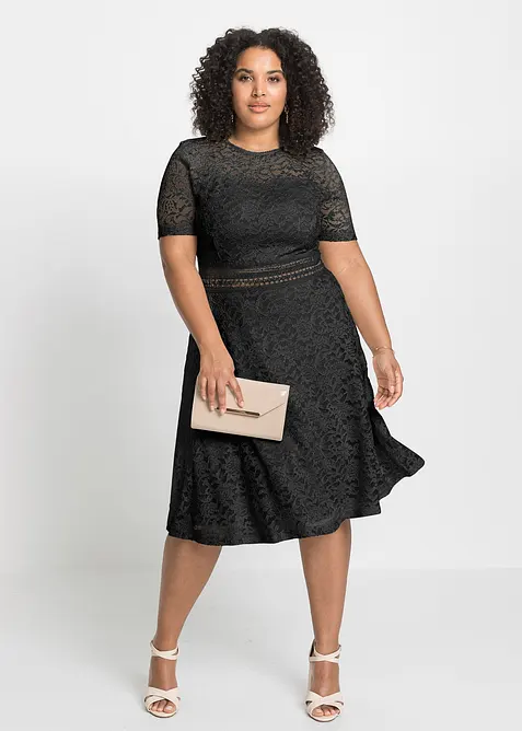 Robe en dentelle avec empiècement crochet, bonprix