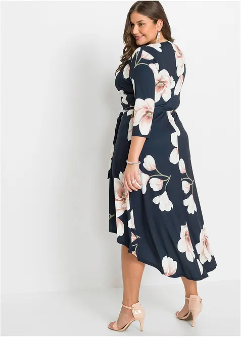 Robe longue derrière en jersey avec ceinture à nouer, bonprix