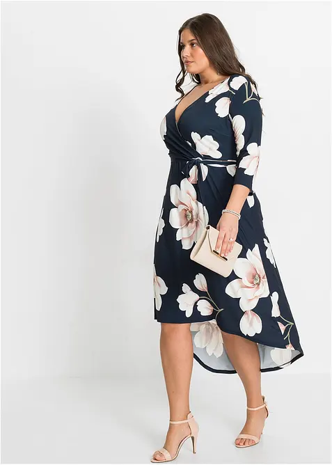 Robe longue derrière en jersey avec ceinture à nouer, bonprix