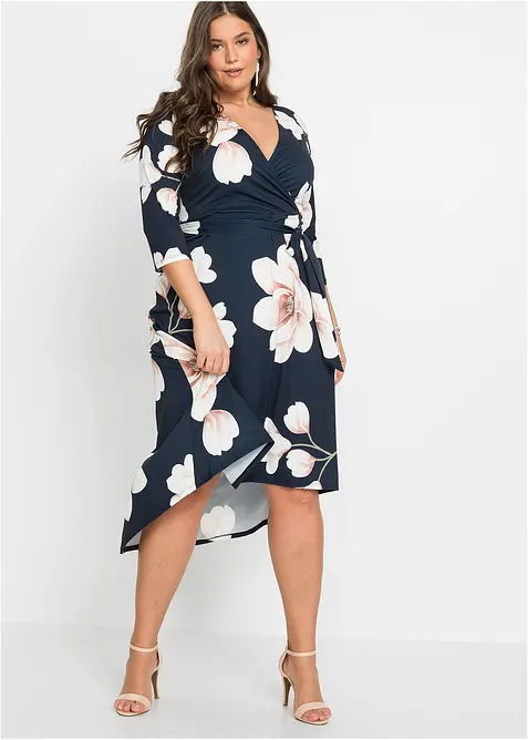 Robe longue derrière en jersey avec ceinture à nouer, bonprix