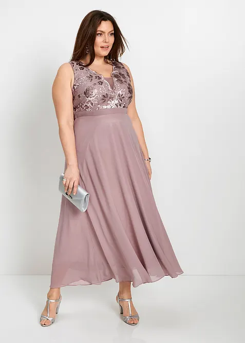 Robe longue brodée de sequins, bonprix