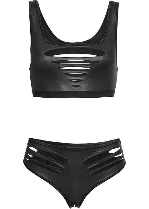 Brassière + slip ouvert effet mouillé (ens. 2 pces), bonprix