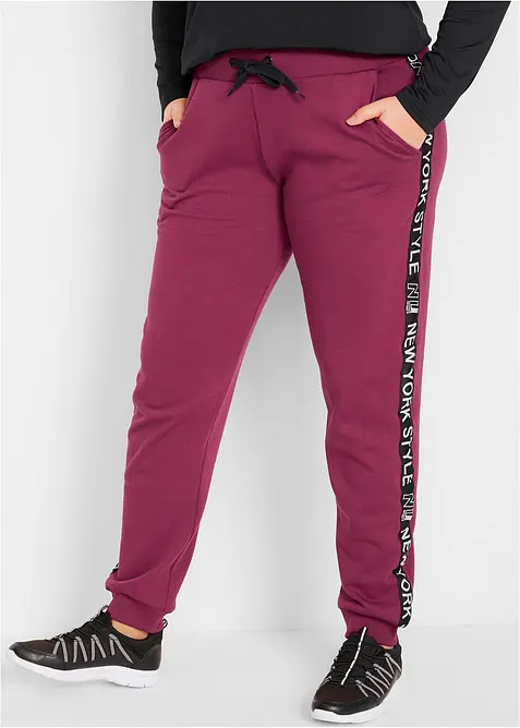 Pantalon de jogging avec finitions bord-c&ocirc;tes et imprim&eacute;, bonprix