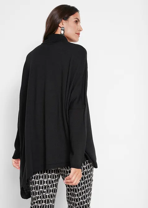 Pull-poncho asymétrique à col roulé, bonprix