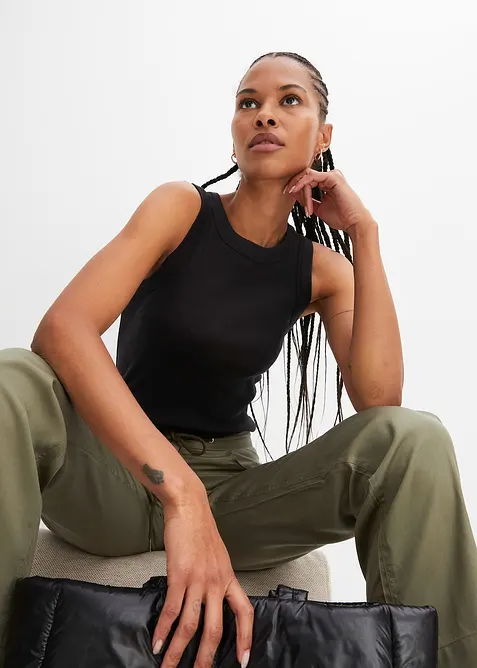 Débardeur côtelé 100% coton, bonprix