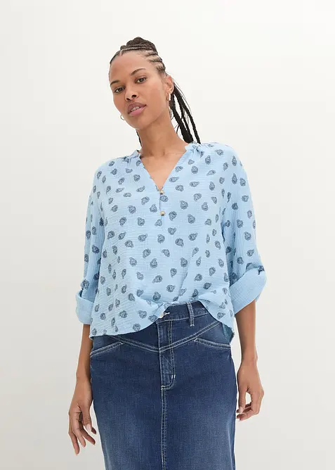 Blouse oversize en gaze de coton l&eacute;g&egrave;re, bonprix