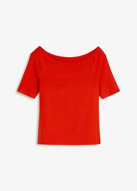 T-shirt encolure Bardot en viscose extensible, bonprix