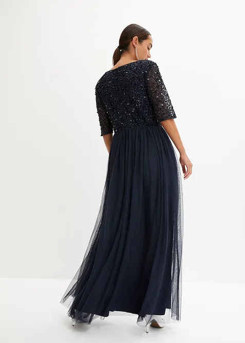 Robe de soirée en tulle avec haut brodé de sequins, bonprix