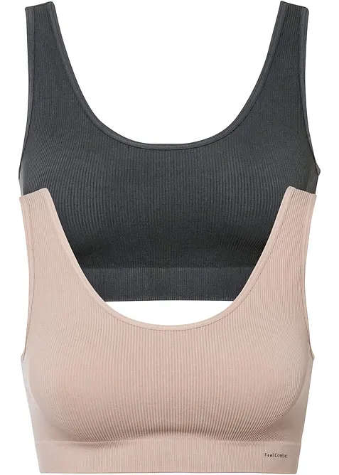 Lot de 2 brassi&egrave;res c&ocirc;tel&eacute;es sans coutures Feel Comfort, bonprix