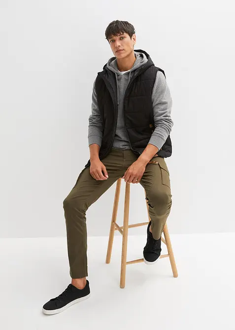 Doudoune sans manches matelassée à capuche et détails enduits, bonprix