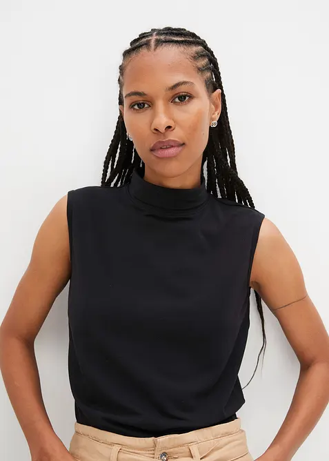 Top &agrave; col roul&eacute; en coton, bonprix