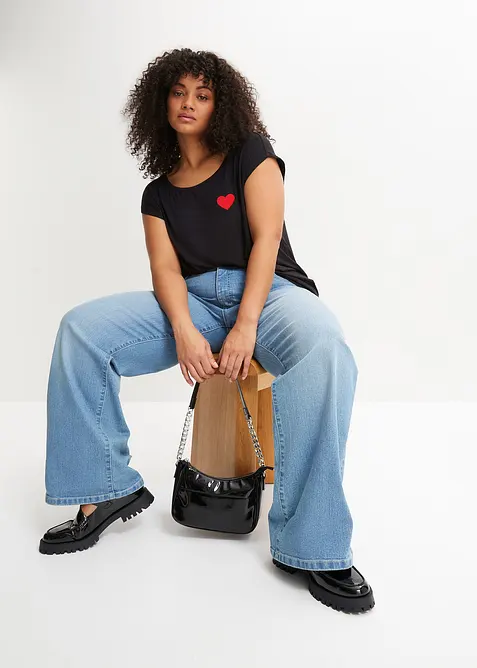 T-shirt plus long derrière en viscose fluide, bonprix