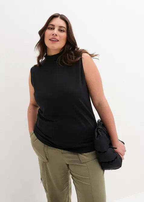 Top &agrave; col roul&eacute; en coton, bonprix