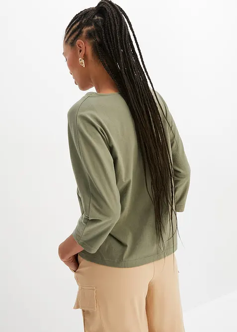 T-shirt manches 3/4 en coton, bonprix