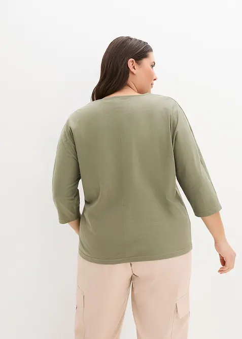 T-shirt manches 3/4 en coton, bonprix