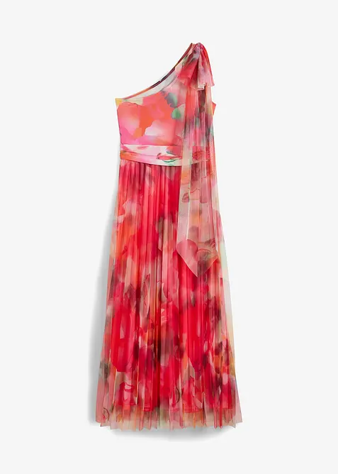 Robe une épaule avec une jupe plissée en tulle, bonprix