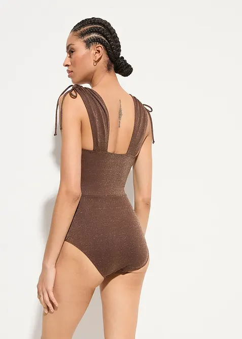 Maillot 1 pi&egrave;ce sculptant brillant, maintien l&eacute;ger, bonprix