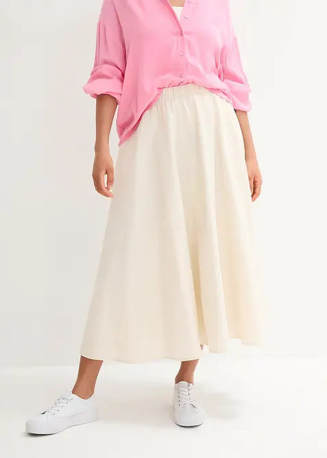 Jupe midi en lin majoritaire, bonprix