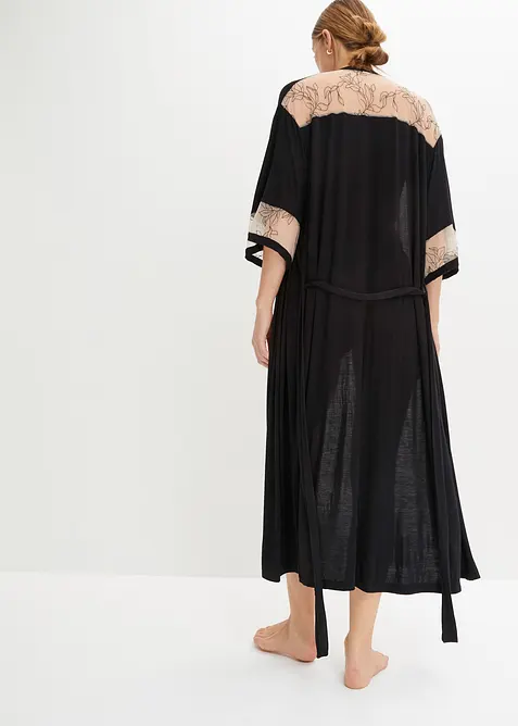 Long kimono en viscose avec broderies, bonprix