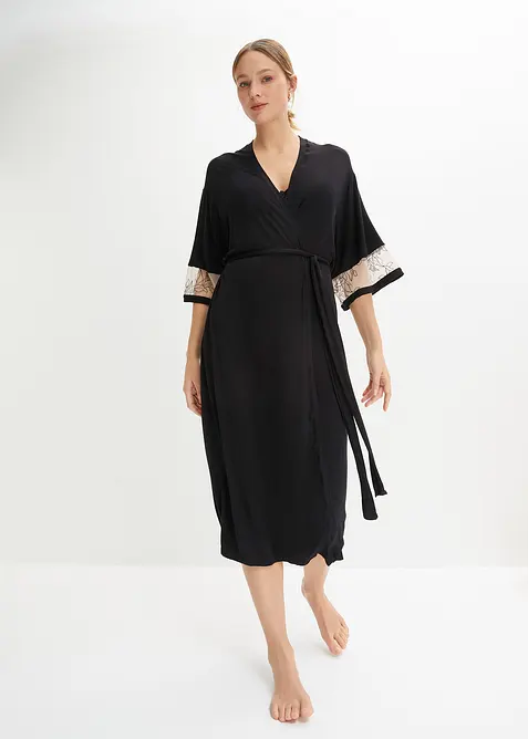 Long kimono en viscose avec broderies, bonprix