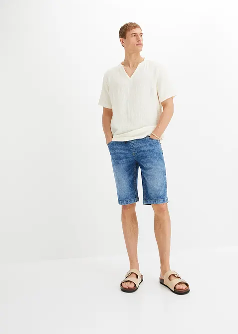 Bermuda taille élastiquée en léger denim, slim, bonprix