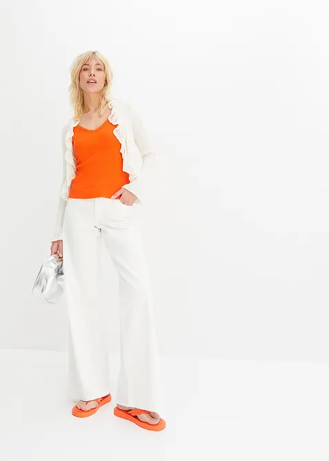 Lot de 2 tops côtelés 100% coton, bonprix