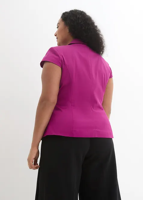 Blazer &agrave; manches courtes en satin de coton, bonprix