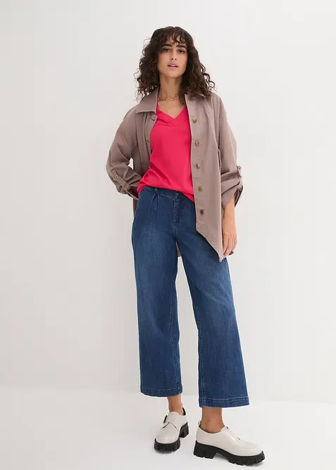 Lot de 5 T-shirts longs et amples &agrave; col V, bonprix